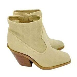 Vince Camuto Womens Boots Size 7.5 Amtinda Tan Suede Side Zip Ankle Heel Bootie